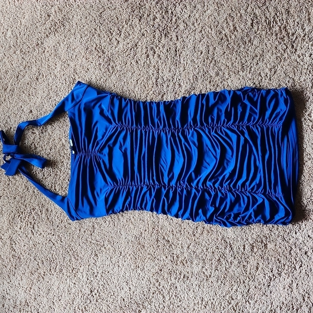 Charlotte Russe rutched halter mini club dress L royal blue